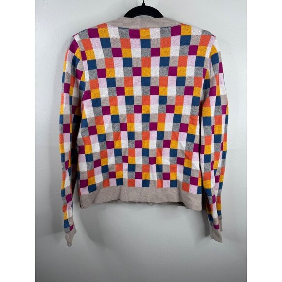 New KULE Capucine Cardigan Sweater Multicolor Check Size M Cahsmere Blend - Picture 5 of 7